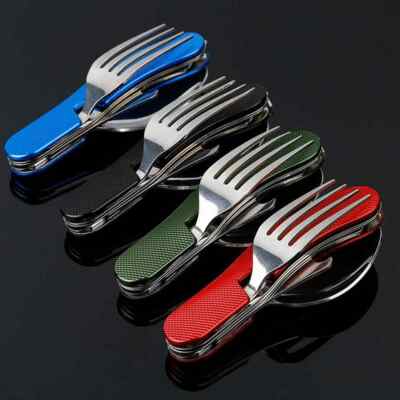 2 pcs Outdoor Tableware (Fork/Spoon/Knife/Bottle Opener) Camping Utensils