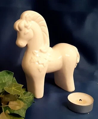 alt Pferdchen weiß Porzellanfigur 15x13x5cm Hobby Sammeln Deko Geschenk ca 50Jr. - Bild 1 von 4