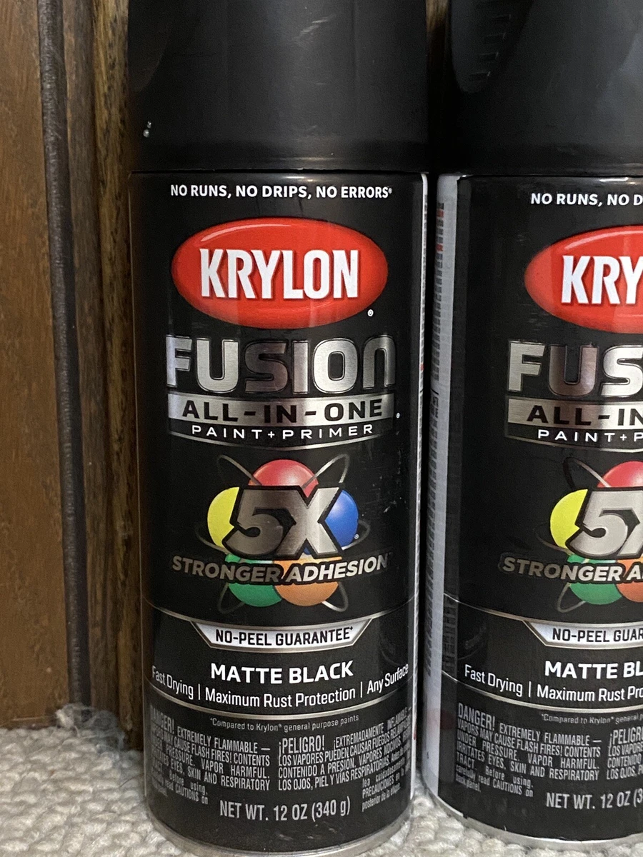 Krylon Fusion All-In-One Satin Black Spray Paint and Primer In One (NET WT.  12-oz)