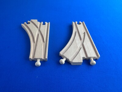 Brio CURVED SWITCH TRACKS #33346 (1988) Rounded Flat Top Connectors / Wooden