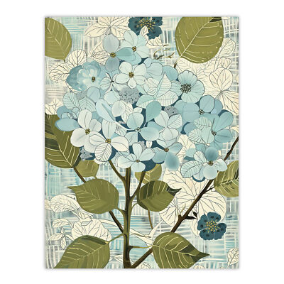 Blue Hydrangea Flowers Artwork Bouquet Floral Wall Art Poster Print