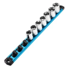 WORKPRO 3/8-Inch Dr Magnetic Socket Organizer Aluminum Alloy Socket Rail Holders