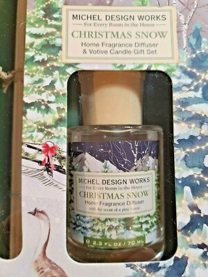 Michel Design Works Fragrance Diffuser and Votive Candle Set Christmas Snow