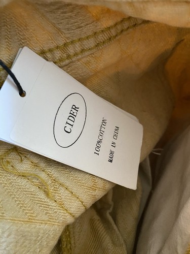 (NEW) Cider Large Jeans Pants Pale Yellow Damask Tapestry Goldenrod Textured - Picture 9 of 9
