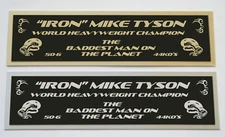MIKE TYSON NAMEPLATE FOR SIGNED AUTOGRAPHED TRUNKS GLOVE PHOTO ROBE BELT