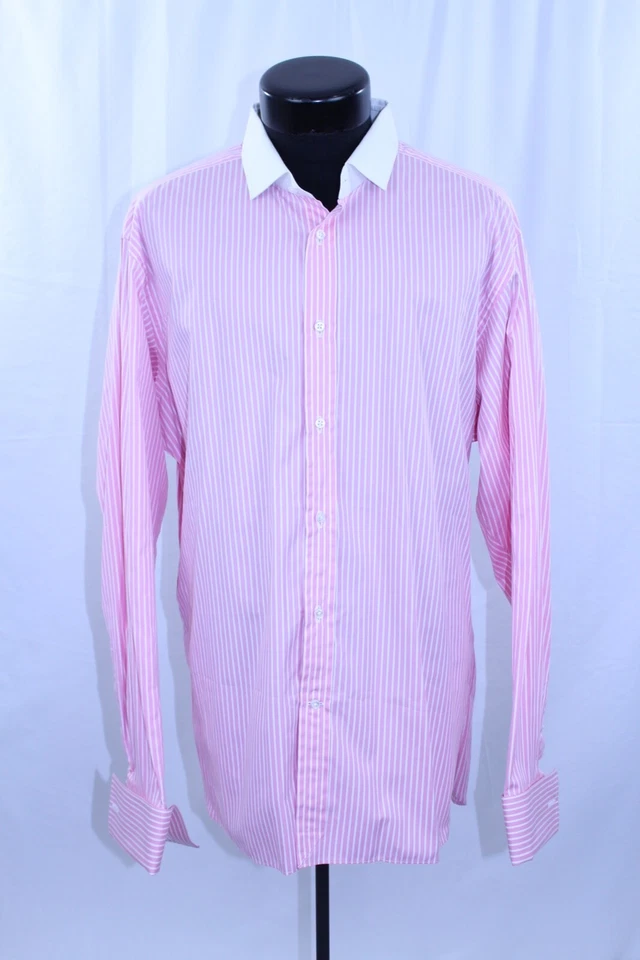 Men Ralph Lauren Purple Label Button Down Dress Shirt 17.5/44 Made Italy Flat NY - Image 3 of 4