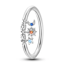 MULA European Sun Stars Moon Finger Ring AAA CZ For Women Jewelry Silver Plated