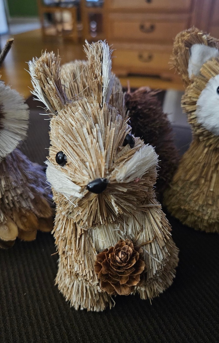 Animal Figures (7) Decor Pine Bristle Brush Woodland Birds Bunny Fox