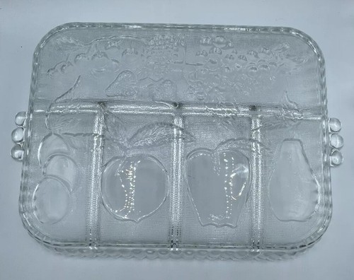 Vintage Indiana Glass Divided 5 Section Serving Relish Tray Platter Dish Fruit - Picture 4 of 8