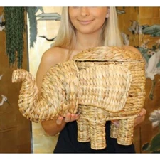 Opalhouse Elephant Basket Rattan Wicker Water Hyacinth 12" Planter Storage