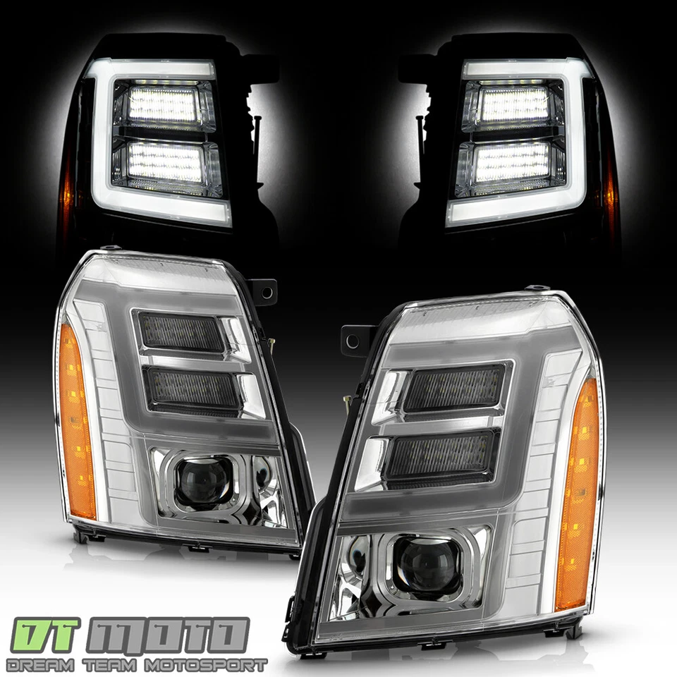 2007-2014 凯迪拉克凯雷德 HID/氙气型号 LED DRL 投影仪前灯 07-14 — 第 2/4 张图片