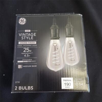 GE LED Vintage Style Bulbs Med Base 25W Dimmable Smoke GE LED Vintage Style Bulbs Med Base 25W Dimmable Smoke