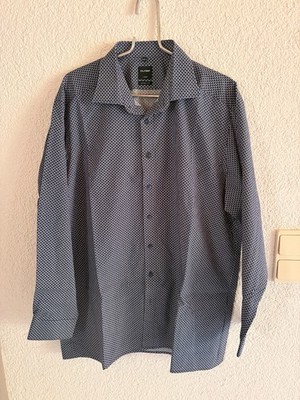 OLYMP Luxor Modern Fit Herrenhemd Gr. 45 / 17¾ Blau Gemustert Top Zustand