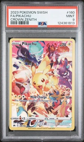 2023 POKEMON SWORD & SHIELD CROWN ZENITH #160 FULL ART/PIKACHU PSA 9