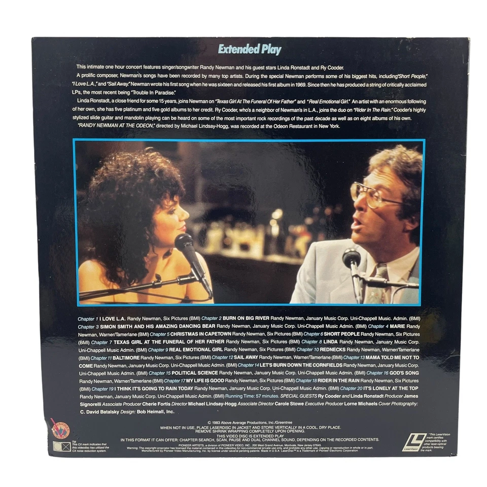 Randy Newman At The Odeon LaserDisc 1983 Music Concert Pioneer Artists Foto 2 de 3