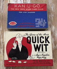 Vintage Parker Brothers card game Quick Wit  crossword word game Kan U Go 1930s