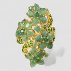 Colombian Green Emerald 925 Sterling Silver 24K Gold Plated Fine Rings Size 7.25