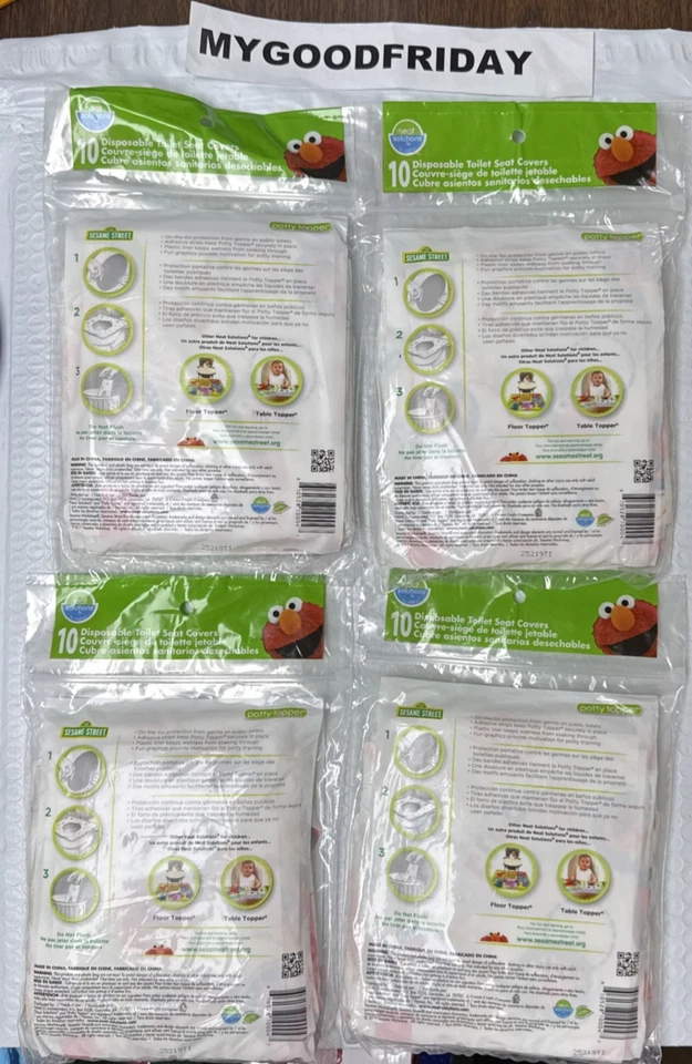 LOTE DE 4: TOPPER PARA ORINAL CALLE SÉSAMO 40 fundas de asiento desechables adhesivas en el lugar Foto 3 de 3