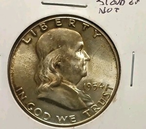 *1954 Franklin Half Dollar UNC Full Bell Beautiful Coin