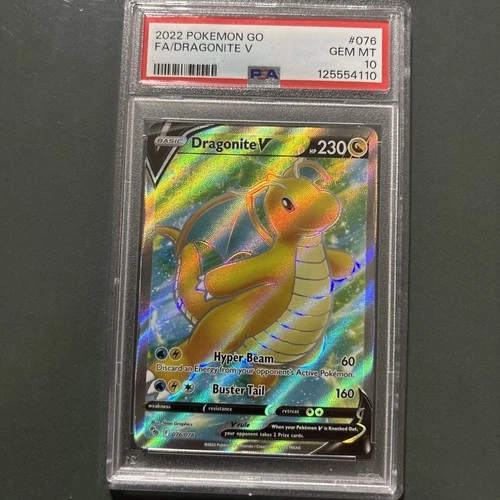 Pokemon Dragonite V Full Art Holo Rare #076 2022 Pokemon GO PSA 10 GEM MINT