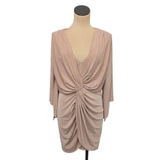 Misa Los Angeles Teget Nude Knotted Goddess Midi Dress Size Medium Pleated Twist