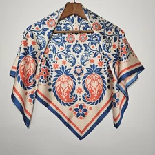 Americana Wild Rag - Rowdy Crowd Clothing - Orange & Blue Paisley Scarf - 36x36