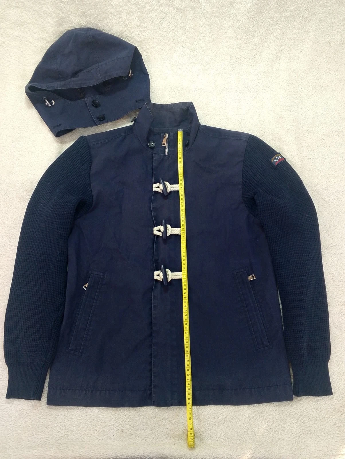 Rare Vintage Paul & Shark Hybrid Duffle Coat Jacket Wool Knit Men's Size M Italy - product detail image 3