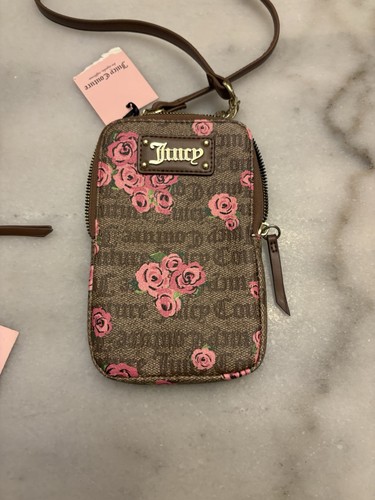 Juicy Couture Handy-Umhängetasche rosa Blüte braun Furget me Not Handy Blumen