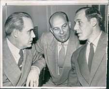 1951 Eddie Sawyer Buzz Bavasi Brooklyn Dodgers Oh Ball 7X7 Historic Press Photo