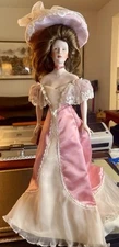 Gibson Girl 'Laura the Debutante' Porcelain Doll 1986 Franklin Heirloom W/ Hat
