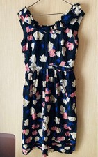 PRADA Floral Silk Dress 42 Sleeveless Skirt Flower