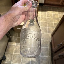 Valmont Dairy Embossed Quart Milk Bottle Scottsville Virginia VA