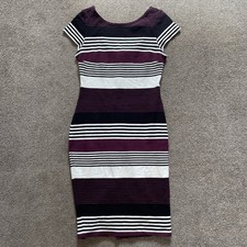 Forever New Mini Knee Length Bodycon Tight Dress Low Back Stripes - Size 10