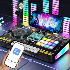 Kids DJ Mixer Board Controller Toy Set with Turntable, Piano Keys, ... Fast Ship