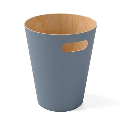 Umbra Woodrow 2 Gallon Modern Wooden Trash Can Wastebasket Home Office Blue Slat