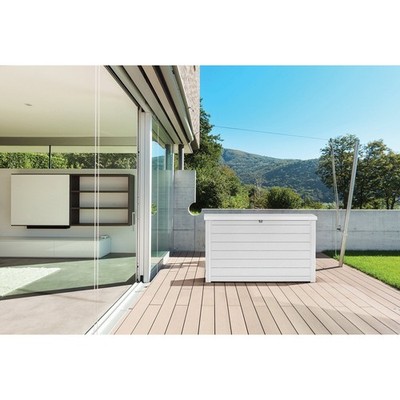 Keter XXL 230 Gal Resin Outdoor Box Patio Storage Shed Large 58''x33''x34'' WHITE