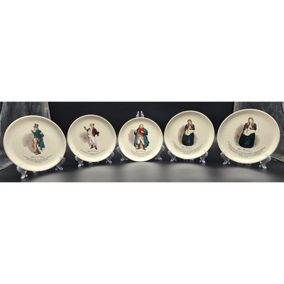 Invento Charles Dickens Hand Colored Plates Set of 5 7'' Characters England, VTG