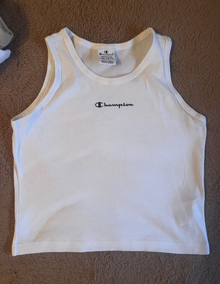 Champion Damen Trägershirt M weiß, ärmellos, Rundhals, Basic, Logo