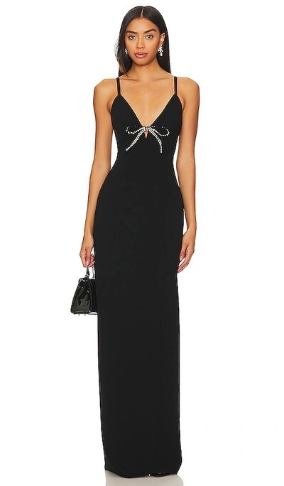 Cinq A Sept Adele Embellished Bow Gown Black Sz 12 | eBay