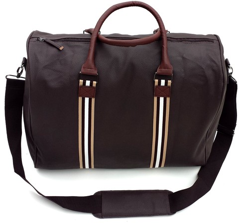 Mens PU Leather Duffle Weekend Bag Sports Travel Luggage Handbag Holdall Brown - Picture 2 of 5
