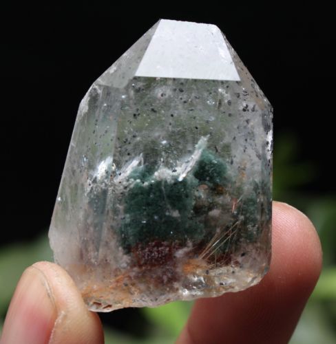 Guarigione punto bacchetta cristallo quarzo fantasma verde trasparente naturale 37,2 g - Foto 1 di 12