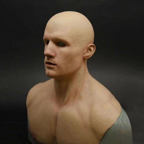 Latex Man Face Cover Mask,Male Disguise Cosplay Halloween Realistic Party Props - Picture 5 of 8