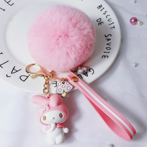 Kawaii Color 3D Cinnamoroll Keychain Key Chain Pom Pom Fur Ball Keyring Pedent - Picture 29 of 29