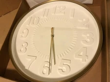 Project 62, Raised Number 16" Wall Clock, UPC 792684973151, Color Brass, NEW