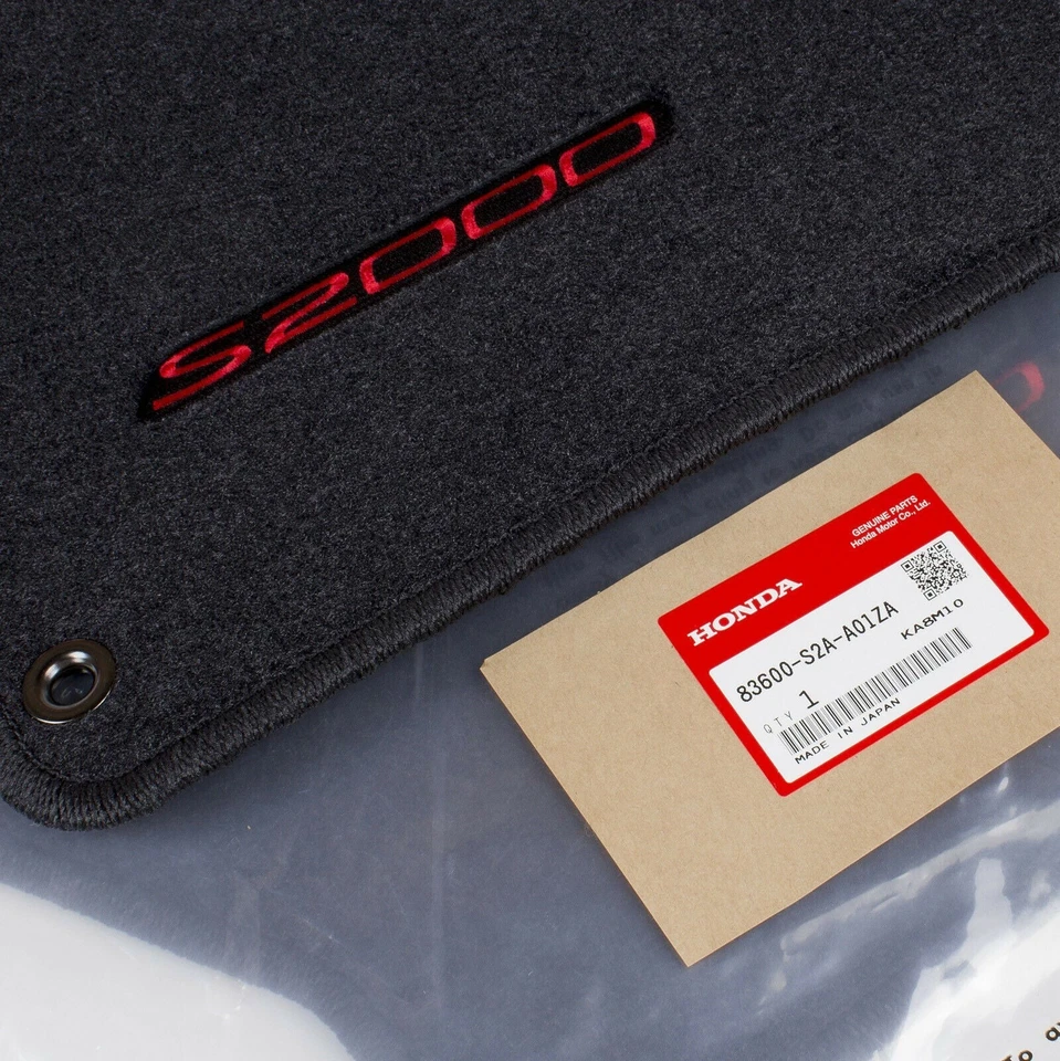Juego de alfombrillas HONDA S2000 genuinas negras LHD con letras rojas 83600-S2A-A01ZA nuevas Foto 3 de 4