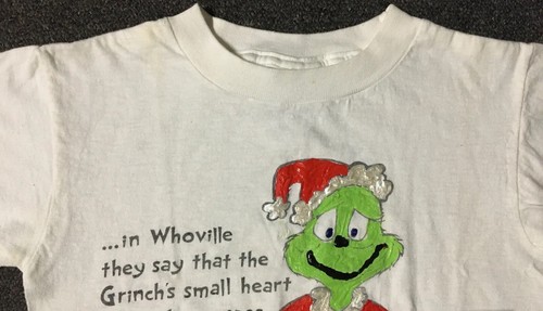 Vtg 90s Dr Seuss The Grinch Who-Ville Shirt Youth M Cartoon Book Cat In The Hat - Picture 6 of 9