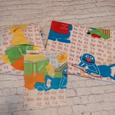 Vintage Alphabet Sesame Street 3 Piece Sheet Set :Flat, Fitted  Pillowcase