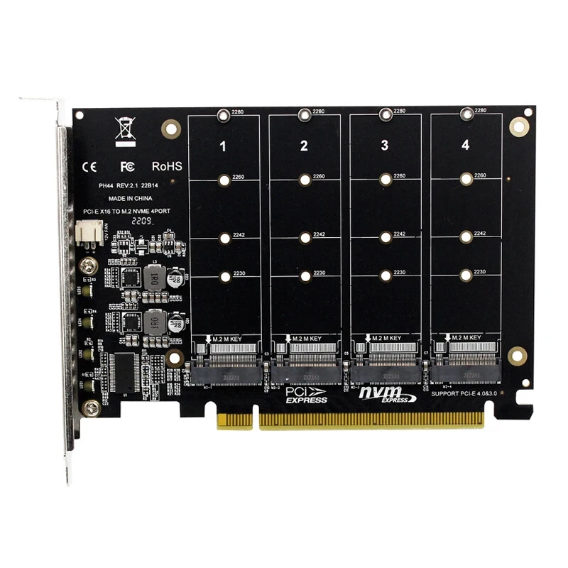 NVME Raid Card PCI To 4 Port  Expansion Card Adapter 4x 32Gbps Split Card Riser - Image 3 of 4