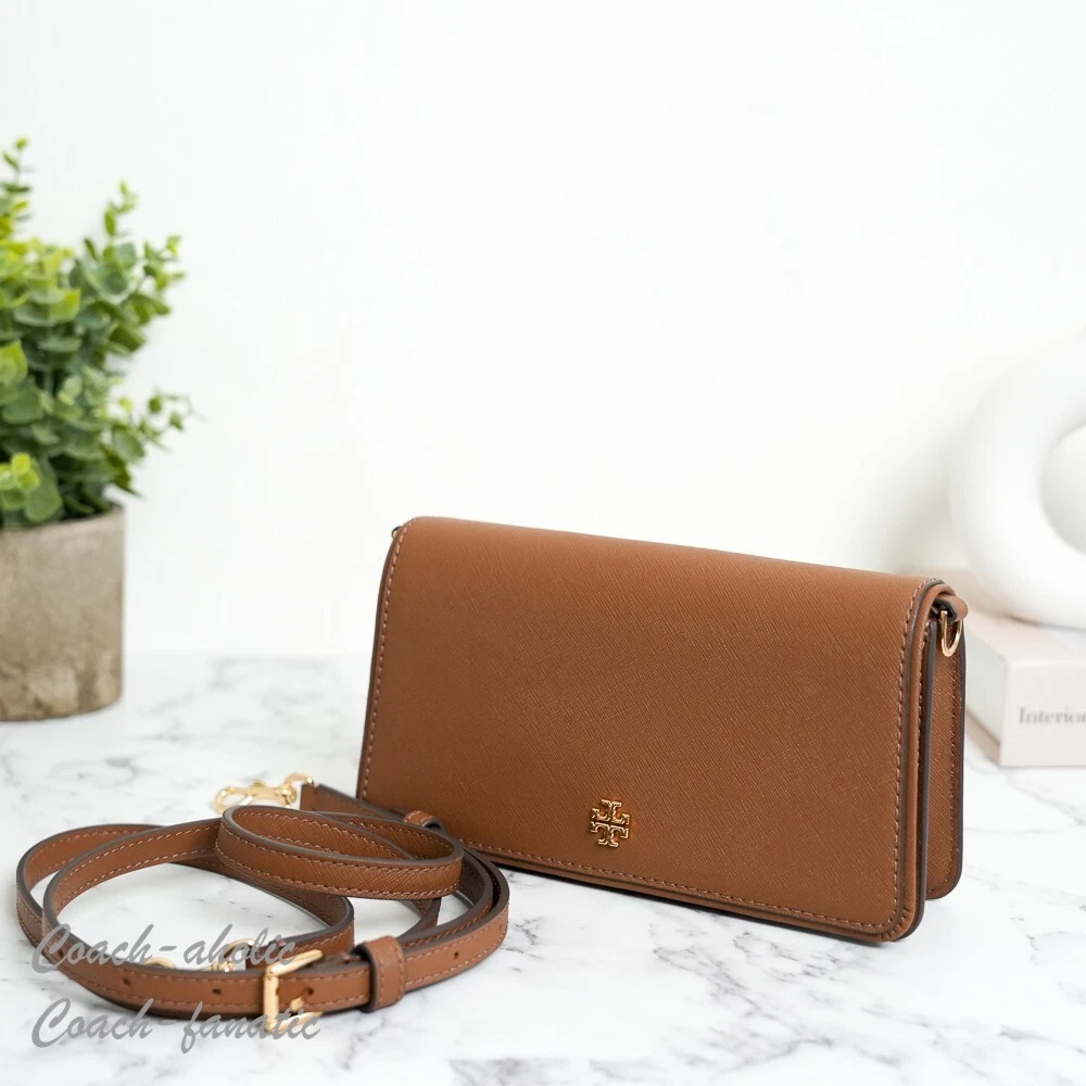 Borsa a tracolla nuova con etichette Tory Burch Emerson Saffiano mini pochette 159463 alce