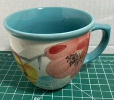 The Pioneer Women Floral Turquoise Solid Coffee Tea Mug Cup  16 oz.